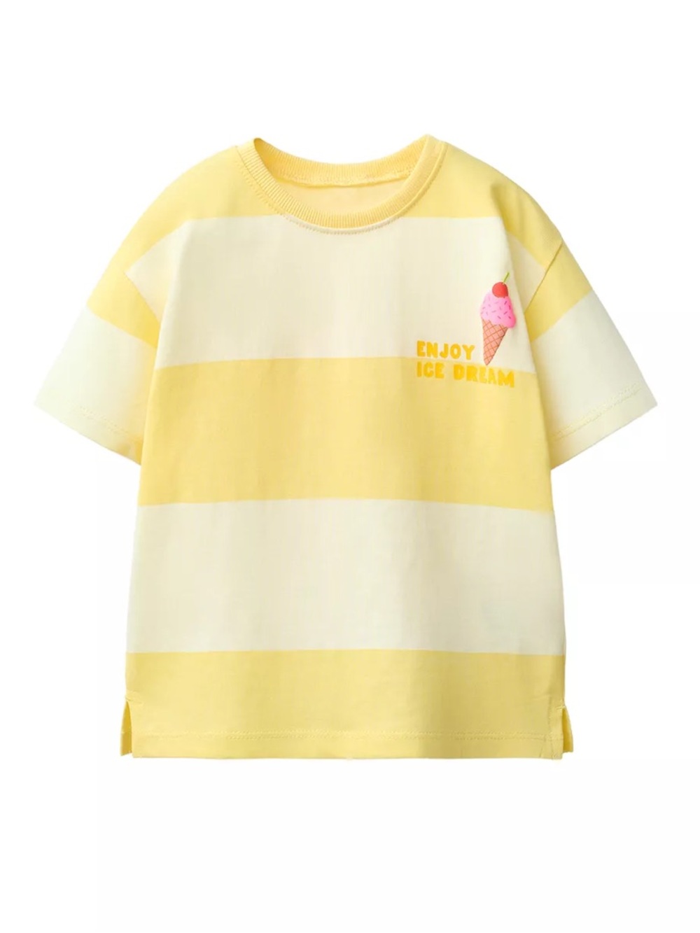 Zara Yellow & Cream Stripe Short Sleeve Tee with Ice Cream Patch